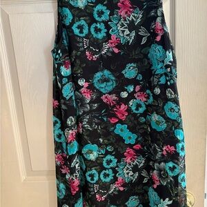 Kensie Black and Teal Floral A-Line Skirt